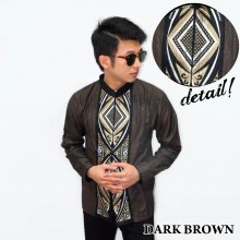 Baju Koko Panjang Bordir Ketupat Vector Dark Brown