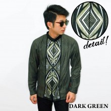 Baju Koko Panjang Bordir Ketupat Vector Dark Green