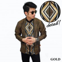 Baju Koko Panjang Bordir Ketupat Vector Gold
