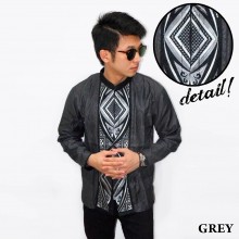Baju Koko Panjang Bordir Ketupat Vector Grey