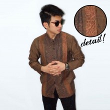 Baju Koko Panjang Double Bordir List Brown