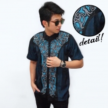Baju Koko Pendek Bordir Cairo Blue