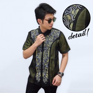 Baju Koko Pendek Bordir Cairo Green