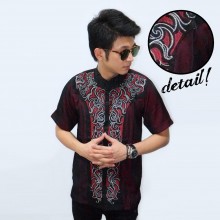 Baju Koko Pendek Bordir Cairo Maroon