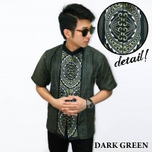 Baju Koko Pendek Bordir Gear Dark Green