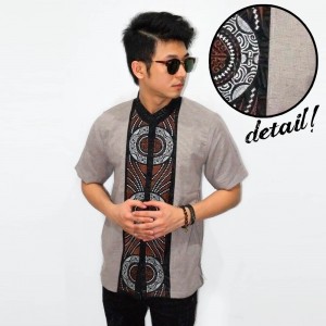 Baju Koko Pendek Bordir Three Circle Brown [LIMITED]