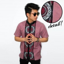 Baju Koko Pendek Bordir Three Circle Red [LIMITED]