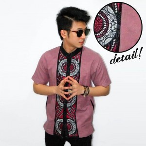 Baju Koko Pendek Bordir Three Circle Red [LIMITED]