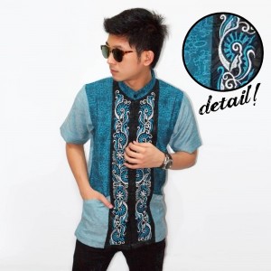 Baju Koko Pendek Bordir Vector Sinar Tosca