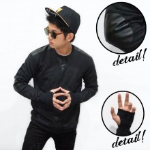 Jumper Fingerless Shoulder Elbow Leather Black