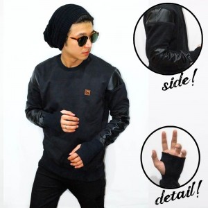 Jumper Fingerless Side Arm Leather Black