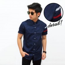 Kemeja Short Arm Double Stripe Navy