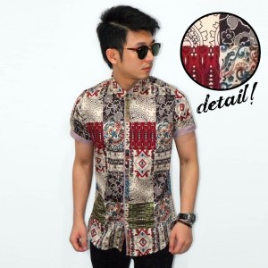 Kemeja Short Batik Motif Perca