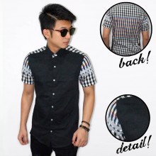 Kemeja Short Black Sleeve And Back Square
