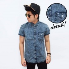 Kemeja Short Denim Acid Wash