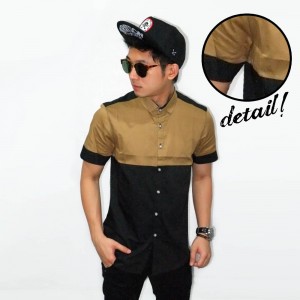 Kemeja Short Two Tone Hazelnut