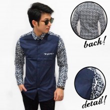 Kemeja Sleeve Batik Tenun Navy