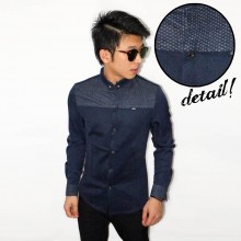 Kemeja Waffle Half Top Plus Navy