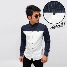 Kemeja Waffle Half Top Plus White