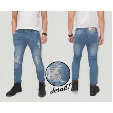 Blue Jeans Ripped On Knee