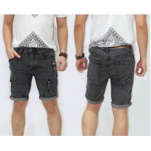 Celana Pendek Denim Ripped Black Faded