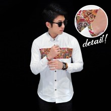 Kemeja Batik Middle Block White