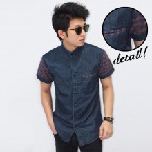 Kemeja Short Denim Sleeve Tartan