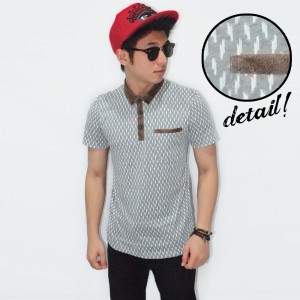 Polo Double Slash Brush Pattern Soft Grey