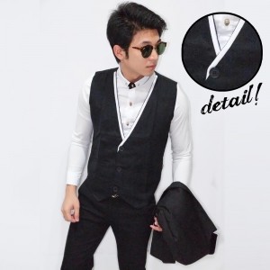 Vest White List Collar Black