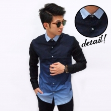 Kemeja Long Ombre Blue Gradation 