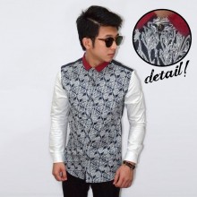 Kemeja Motif Leaf Vector