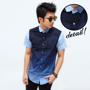 Kemeja Short Blue Ombre Gradation
