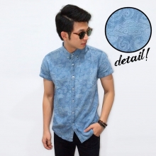 Kemeja Short Denim Dim Cloudy Vector Batik