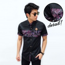 Kemeja Short Middle Batik Sleeve Leather