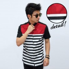 Kemeja Short Stripe Top Red