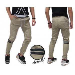 Jogger Pants Chino Double Stripe Kakkoii Khaki