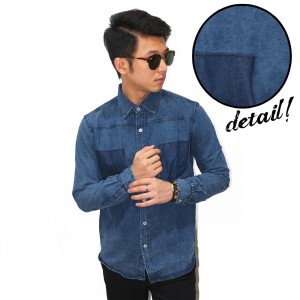 Kemeja Denim Double Pocket Fake