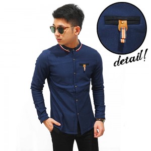 Kemeja Premium Pocket Badge Navy