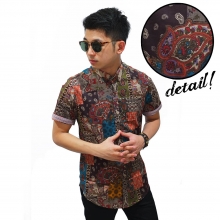 Kemeja Short Batik Perca Paisley