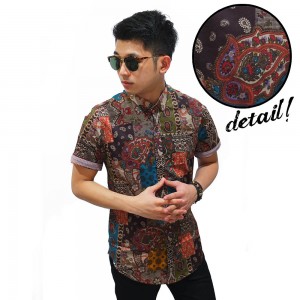 Kemeja Short Batik Perca Paisley