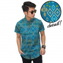 Kemeja Short Batik Tenun Ikat Tosca
