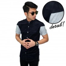 Kemeja Short Corduroy Knight Shoulder Black