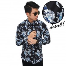 Kemeja Vintage Floral Pattern Black