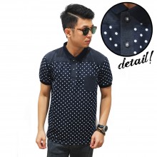 Polo Polkadot Pattern Top Block Black