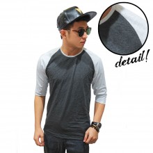 Raglan Mid Sleeve Dark Combine Soft Grey