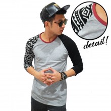 Raglan Mid Sleeve Three Mixed Soft Grey