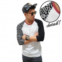 Raglan Mid Sleeve Three Mixed White