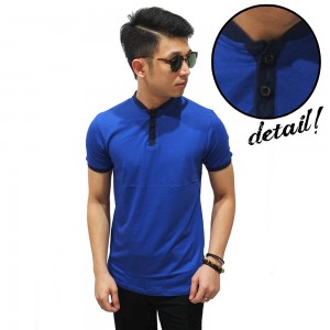 Shanghai Collar Basic T-Shirt Blue