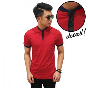 Shanghai Collar Basic T-Shirt Red