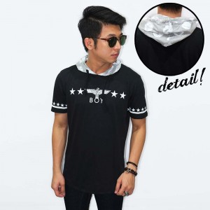 Hoodie T-Shirt Boy Black